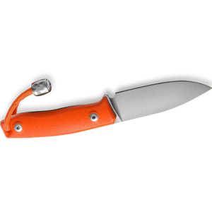 Cuchillos de Caza con Mango Texturizado Naranja, Hoja Fija Plateada, Funda de Cuero Marrón y Cordón a Juego para Campismo al Aire Libre - Product Image 2