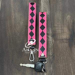 Porte-clés unisexe en cuir de vachette à carreaux tendance 2026, avec fermoir métallique, durable et longue durée de vie, clip pour clés - Product Image 1