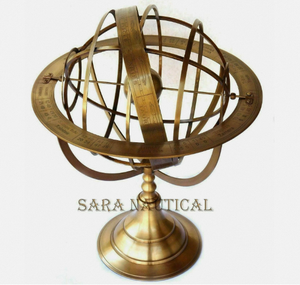 Esfera Armilar de Latón Giratoria, Modelo Astronómico Educativo, Globo Decorativo, Diseño Art Deco Hecho a Mano, Estilo Antiguo/Vintage - Product Image 4