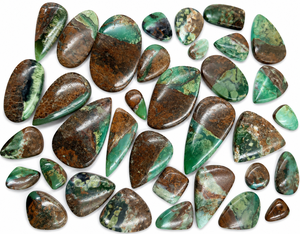 Ágata Natural en Bruto, Corte Pera y Ovalado, Lote Mixto de Formas, Verde Pulido con Efecto de Color, para Fabricación de Joyas, Venta al por Mayor - Product Image 1