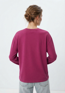 เสื้อยืดโอเวอร์ไซส์ผู้หญิง แขนยาว 220GSM ขายส่ง เสื้อยืดวิ่งออกกำลังกายรักษ์โลก คอกลม ผ้าฝ้ายคุณภาพสูง ทรงหลวม - Product Image 2