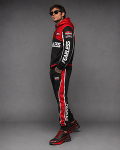 Men's Red <b>Black</b> <b>Zip</b> <b>Up</b> <b>Hoodie</b> Tracksuit Set Heavyweight Breathable Streetwear Jogger - Product Image 4