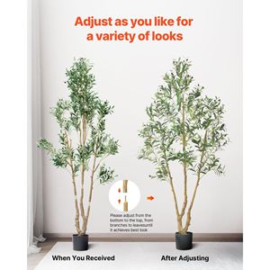 Olivo artificiale alto 7 piedi con pianta finta in vaso nero per elemento decorativo casa o ufficio - Product Image 6