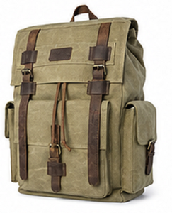 Vintage Canvas Leather Urban Lightweight Portable Hiking Backpack <b>Large</b> Capacity Travel <b>Rucksack</b> Outdoor Camping Laptop Office - Product Image 5