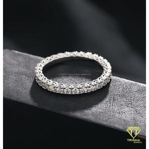 Premium Moissanite Diamond 925 Sterling Silver Full <b>Circle</b> Wedding Band <b>Ring</b> For Jewelry Retailers - Product Image 3