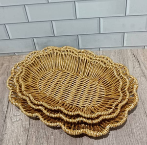 Plateau de service en rotin tressé à la main avec poignée en forme de cœur pour le rangement du café/du fruit à prix avantageux - Product Image 2