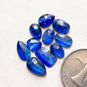 บลูไคยาไนต์ โรสคัท พลอยธรรมชาติ 10 ชิ้น ชุดหินบลูไคยาไนต์แบบแบน สำหรับทำเครื่องประดับ DIY งานฝีมือ - Product Image 4