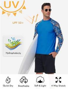 Maillot de bain en nylon à manches longues pour hommes, imprimé floraux personnalisés de haute qualité, protection UV, pour MMA et BJJ - Product Image 5