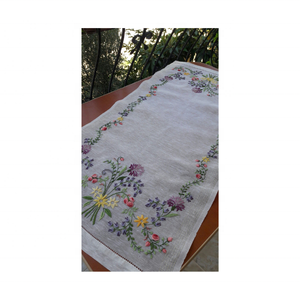 Eco Friendly 100% Cotton Embroidered Floral <b>White</b> <b>Table</b> <b>Cloth</b> 52x108 Inches Quick Dry Biodegradable Best Selling For Modern Home - Product Image 1
