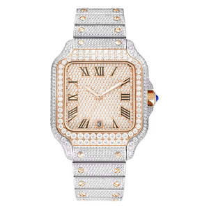 Montre mécanique pour homme personnalisée à prix de gros, sertie de diamants Moissanite VVS, fabriquée à la main en Inde - Product Image 4