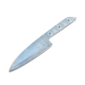 Cuchillo de Chef Artesanal Personalizado de Acero de Damasco con Hoja Entera y Punta Caída, Cuchillo Utilitario con Mango de Acero al Carbono de Grado Industrial - Product Image 1
