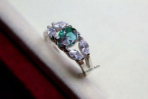 Anillo de Alejandrita Vintage, Plata de Ley, Anillo de Compromiso, Anillo de Promesa, Cambia de Color, Piedra de Nacimiento de Junio, Regalo de Aniversario - Product Image 2