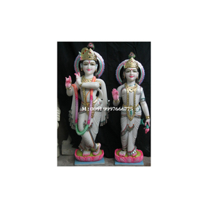 Sculpture de Radha Krishna en marbre blanc de qualité supérieure, avec une finition de qualité supérieure, surface durable et brillante, pour usage religieux. - Product Image 6