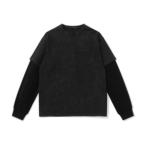 T-shirt moderne à double couche avec logo personnalisé pour tenues décontractées unisexes et collections de streetwear à marque privée - Product Image 2