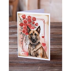 Malinois belge Valentine Roses A7 Cartes de vœux Lot de 8 cartes vierges avec enveloppes Taille fantaisiste 5x7 - Product Image 2