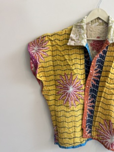 Reversible <b>Kantha</b> Short <b>Jacket</b> Women Boho Vintage Patchwork Cotton Summer Coat - Product Image 6