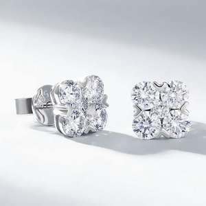 Pendientes de Barra Elegantes Vintage de Plata de Ley 925 para Mujer con Cadena Larga de Diamantes Cultivados en Laboratorio, Certificados por IGI - Product Image 2