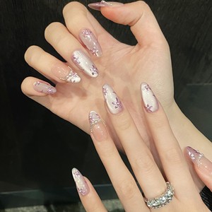 Short Finger Ladder Armor Design <b>Nude</b> Beige Soft Girl Wisteria Pearls - Product Image 5