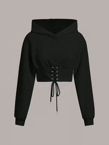 Sudadera con capucha negra de cuello redondo de manga larga para mujer, estilo americano, con logo frontal, ajuste holgado, ideal para invierno - ¡Venta caliente! - Product Image 1