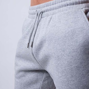 Shorts décontractés pour hommes en coton gris avec cordon de serrage, taille mi-haute, avec poches, en tissu tricoté respirant, longueur courte - Product Image 5