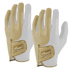 Guantes de Golf Bruce de Piel de Oveja, Blancos y Dorados, Antideslizantes, Ligeros, con Cierre de Gancho y Bucle, Unisex, para Deportes - Product Image 1