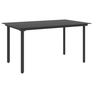 Mesa de Jardín Resistente de Tamaño Mediano en Acero con Recubrimiento en Polvo Negro y Cubierta de Vidrio - Product Image 1