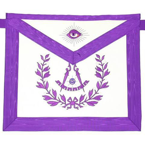 Delantal Morado Ecológico Past Master con Emblema de Corona Bordado y Cierre de Mariposa para Sombreros - Product Image 1