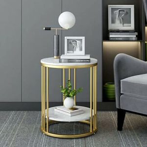 Table d'appoint latérale traditionnelle la plus vendue pour salon, en métal et marbre, avec plateau durable et écologique, en gros - Product Image 4