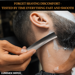 Navaja de Afeitar Recta Vintage Luminex Impex con Mango de Concha de Abulón y Acero al Carbono, Lista para Usar en Barberías y Salones - Product Image 6