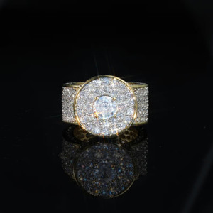 Hip Hop Style Round Brilliant Cut Moissanite Diamond Engagement <b>Ring</b> Iced Out <b>Statement</b> <b>Ring</b> 925 Sterling <b>Silver</b> Jewelry for Men - Product Image 1