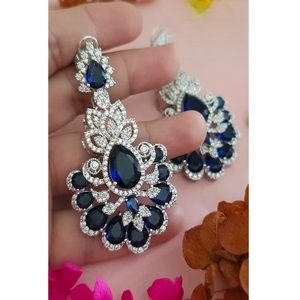 Flawless Premium Quality <b>Silver</b> Plated Moissanite <b>Drop</b> Statement <b>Earring</b> for Women Evening Look Party Wear Fashion Collection - Product Image 1