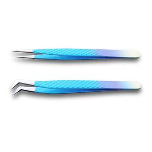 แหนบต่อขนตา Morje Surgical Precision สแตนเลสสตีล ด้ามไล่เฉดสีน้ำเงิน ปลายเรียบ สำหรับต่อขนตา รุ่น MS-ET-0007 - Product Image 2