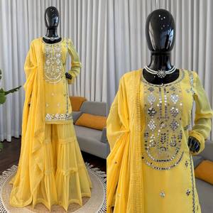 Ramdev Trading Women's Modern Faux Georgette Kurta/P <b>Kurti</b> for Wedding/Party/Diwali-Premium Quality Quick Dry Regular Fit - Product Image 2