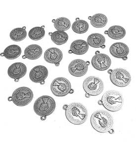 Breloques en métal en forme de pièce de monnaie en argent oxydé pour la fabrication de bijoux et l'artisanat (paquet de 50 pièces) - Product Image 1