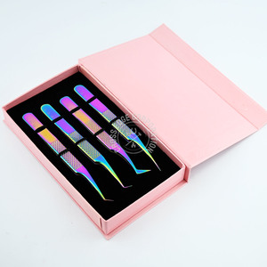 Premium 90-degree Rainbow Lash Tweezers Doted Grip Stainless Steel Fine X Volume Tweezer Packaging Private Label Stainless Steel - Product Image 6