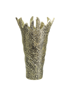 Macetero Moderno de Metal Plateado con Baño de Oro, Florero Escultural con Borde Texturizado, Decoración Artística para Mesa, Estilo Contemporáneo para el Hogar - Product Image 1