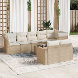 Divano da giardino Beige in PE Rattan con acciaio verniciato a polvere e mobili da esterno Premium in vetro temperato - Product Image 1