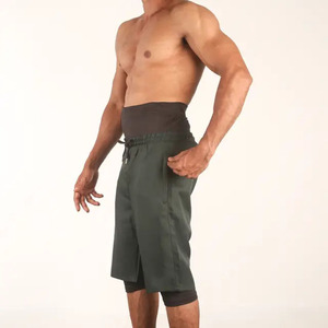Shorts Awrah personnalisés pour hommes en toile, taille élastique, mi-cuisse, décontractés, style Sunnah islamique, teint uni, vêtements de sport pour le confort et le style - Product Image 2