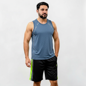 Men's Geometric Print Tank Top And Shorts <b>Set</b> Crew Neck Quick Dry <b>Knitted</b> Polyester Sporty Summer Outfit - Product Image 5