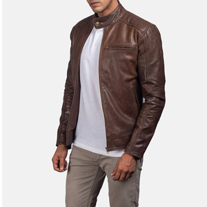 High Quality Street Style Waterproof Winter Wear Plain Dyed Zipper <b>Men</b> <b>Leather</b> <b>Jacket</b> With Reasonable Price For Sale - Product Image 2