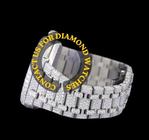 Reloj Hip Hop Personalizado de Oro Blanco con Diamantes Moissanite y Esfera Redonda con Números Arábigos, Diseño Personalizado - Product Image 5