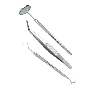 OPTITECH HEALTHCARE DS-0002 Kit de Exploración Dental de 3 Piezas: Pinzas, Espejo y Explorador Manual con Mango Roscado Plateado, Instrumentos Clase I - Product Image 5