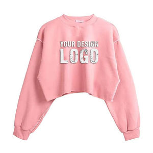 Custom Yellow Womens Drop Shoulder Cropped Crewneck Sweatshirt Relaxed Short Pullover Wholesale Boutique USA <b>UK</b> Europe OEM EU - Product Image 5