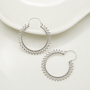Boucles d'oreilles créoles bohèmes en laiton plaqué or, design vague argenté et doré, bijoux de mode unisexe - Product Image 3