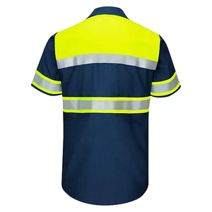 Camisetas Polo de Trabajo Unisex de Manga Corta de Poliéster Fluorescente de Alta Visibilidad con Cinta Reflectante para Construcción - Product Image 6