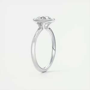 Anillo de compromiso solitario con bisel Art Deco y diamante redondo cultivado en laboratorio de 2.00 quilates en oro blanco antiguo de 14k. - Product Image 1