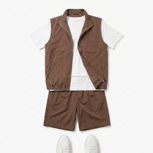 Chaleco para hombre, chaleco ligero sin mangas con cremallera y pantalones cortos con múltiples bolsillos, conjunto informal de ropa de verano - Product Image 6