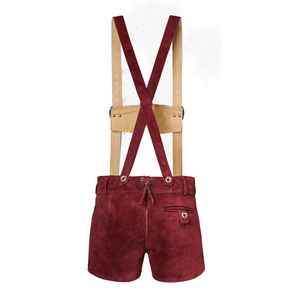 Shorts en Lederhosen bavarois pour femmes, en velours rouge brodé, costume traditionnel d'Oktoberfest, taille haute, shorts courts - Product Image 3