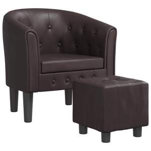 Fauteuil en contreplaqué Pinewood en similicuir marron avec repose-pieds standard pour salon - Product Image 2