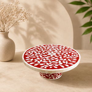 Support à gâteau élégant en os incrusté avec base en laiton, piédestal chic pour servir desserts et chocolats, idéal pour mariages, anniversaires, fêtes et décoration de table à la maison - Product Image 3